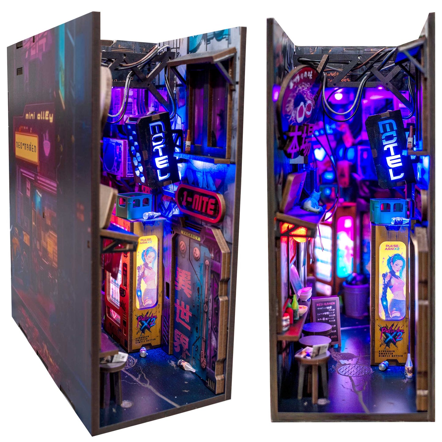 Neo Ramen MiniAlley – A Cyberpunk DIY Diorama Booknook