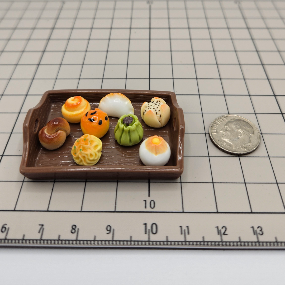 Miniature Dim Sum & Chinese Bakery Food Set | 8 Mini Buns with Serving Tray