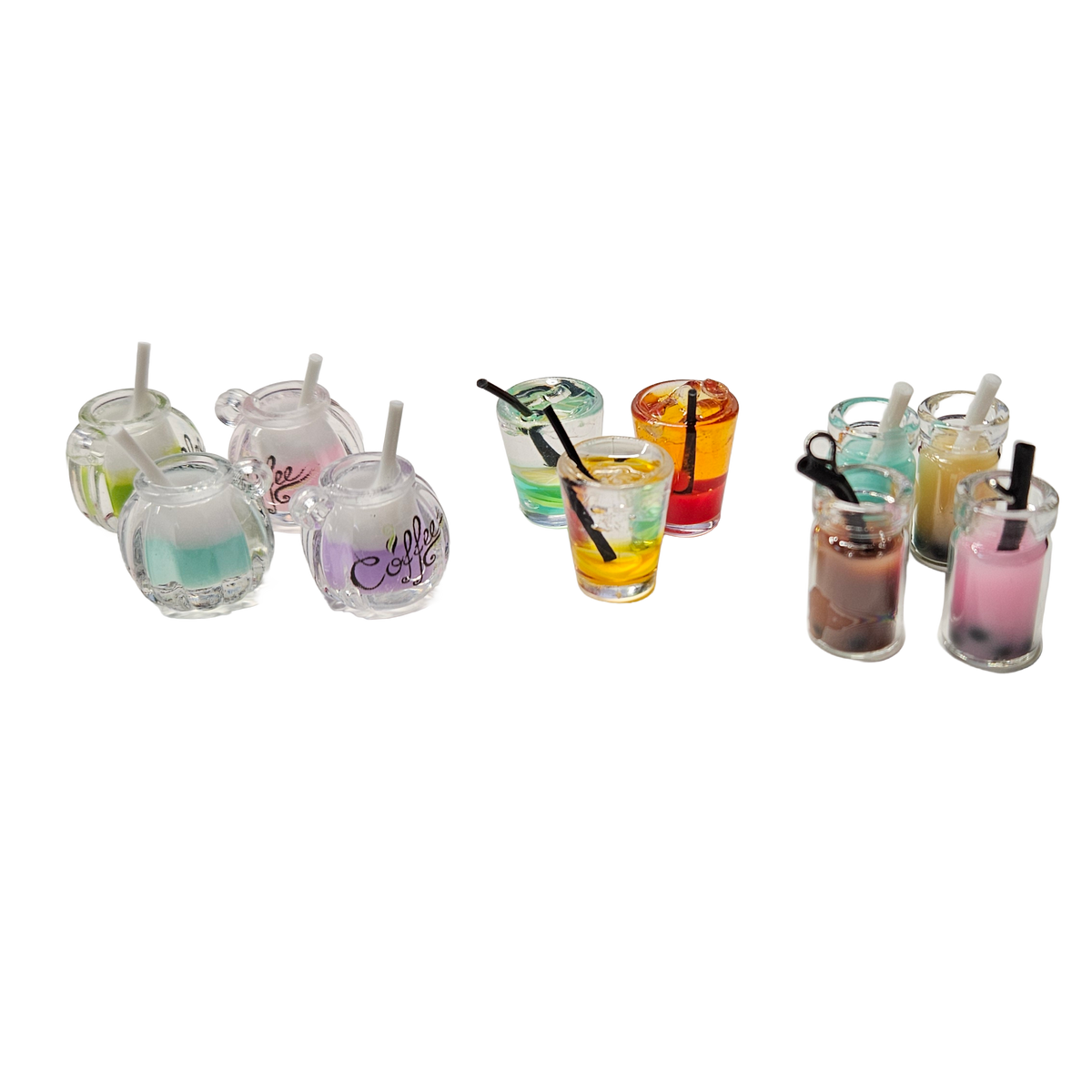 Coffee, Bubble Tea & Colorful Drinks Set | Dollhouse Café Accessories