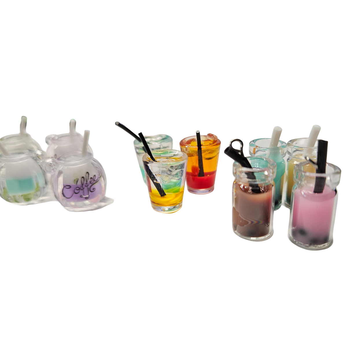 Coffee, Bubble Tea & Colorful Drinks Set | Dollhouse Café Accessories