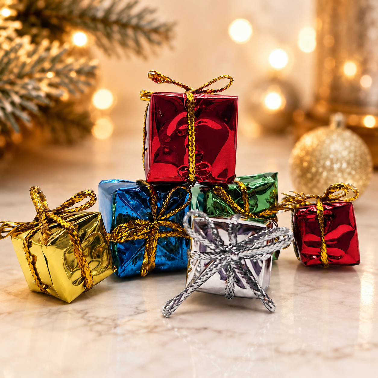 Festive Foil Miniature Gift Box Set (6-Piece)