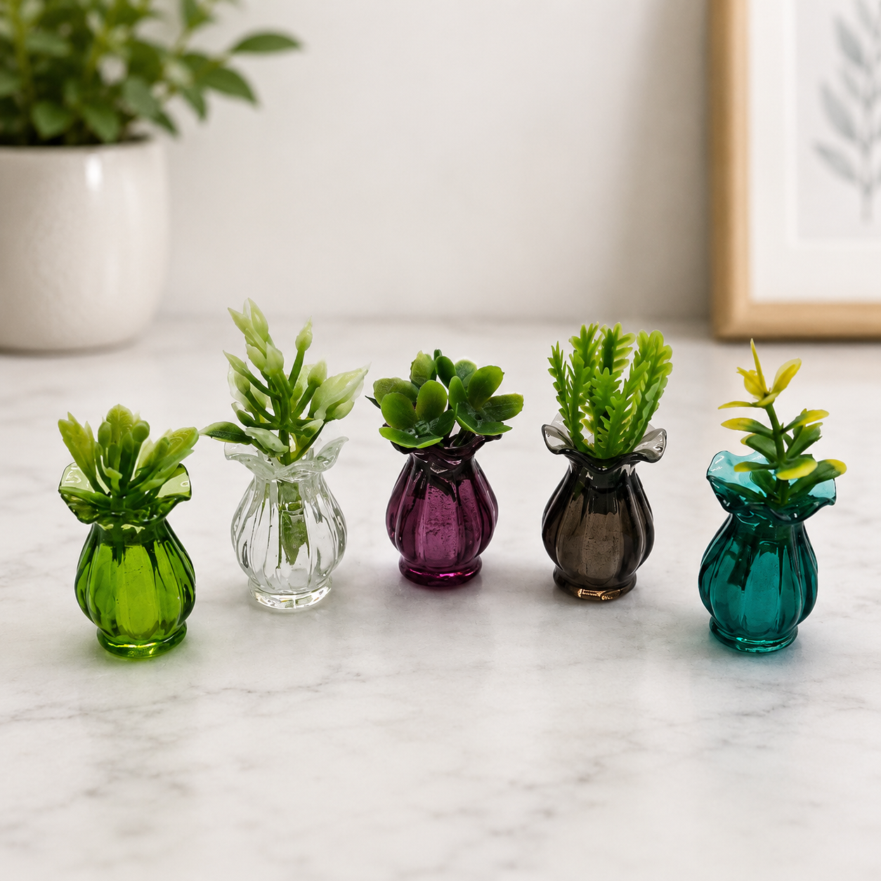 Elegant Glass-Style Floral Vase Set (5-Piece)