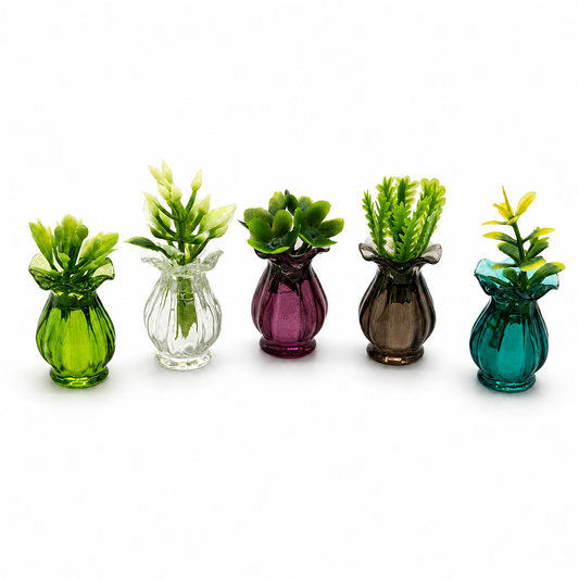 Elegant Glass-Style Floral Vase Set (5-Piece)