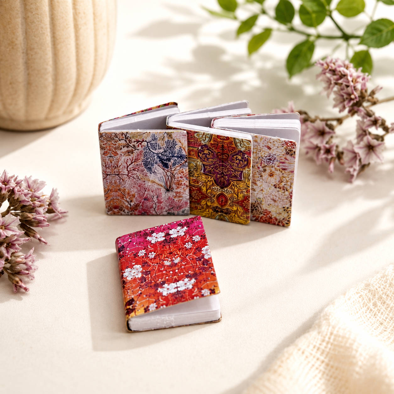 Vintage Patterned Miniature Book Set (4-Piece)