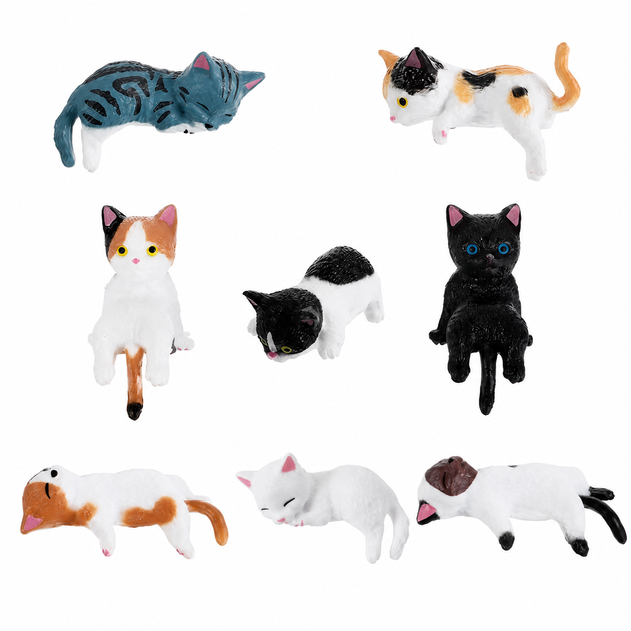 Tiny Cat Figurines Set, Mini Kitty Decorations for DIY Miniatures